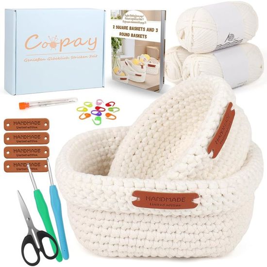 Kit Crochet Débutant Complet - 6 Granny Squares Avec Fils, Crochets & Instructions - Apprenez à Crocheter Facilement