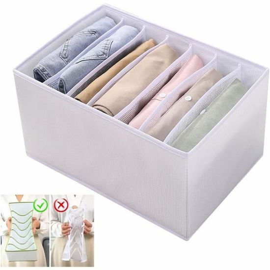 Set 6 Boîtes Rangement Vêtements 7 Compartiments - Organisateur Armoire Pliable Avec Poignées Pour Tiroirs