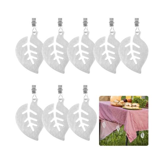 10 Pinces à Nappe Papillon Argentées - Acier Inoxydable | Pour Tables Épaisses Jardin/Restaurant | Anti-Glisse