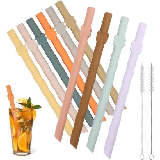 Kit 2 Brosses Nettoyage Pailles Réutilisables - Silicone Alimentaire, Diamètres 6mm & 9mm, 25cm