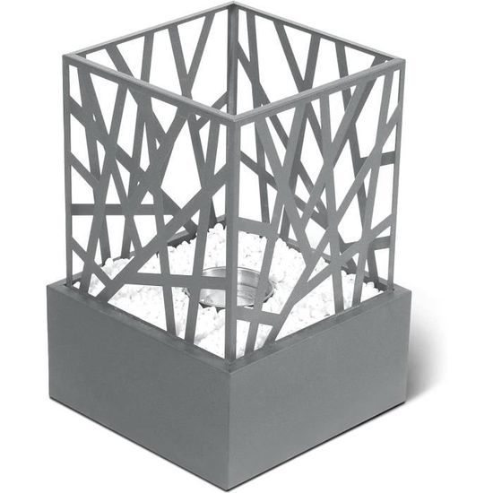 Table d'acier portable cheminée 4 panneaux en verre avec pierres décoratives