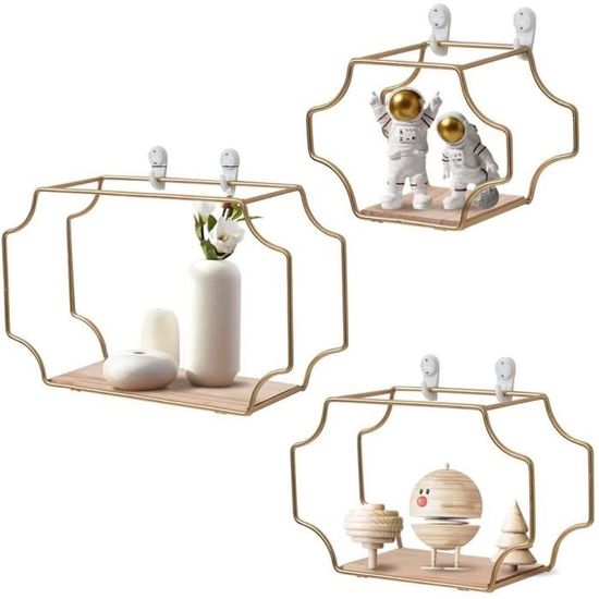 Étagère Murale Géométrique Hexagonale En Fer Noir Pour Rangement Et