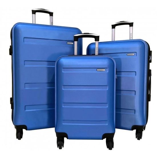 Liya-Valise rigide 3 pcs Bleu ABS 45,5 x 30 x 20 cm - 55 x 36 x 22 cm - 66 x  41 x 24 cm