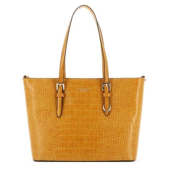 Sac Cabas - FLORA CO PARIS - Moutarde - Similicuir - Format A4 - Design Rigide Python MOUTARDE 