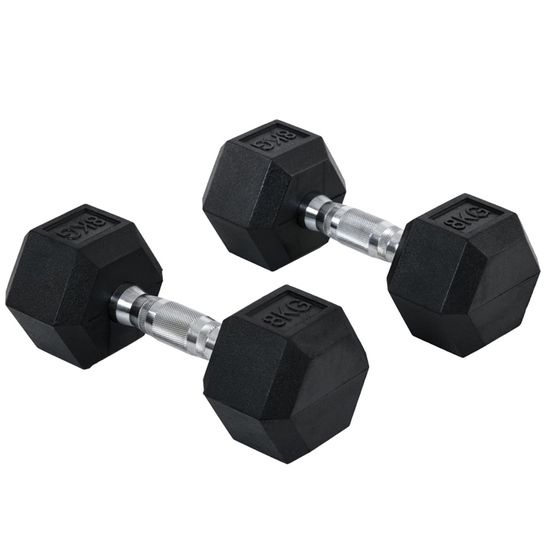 Homcom Dumbbell Lot D'Haltères 2 En 1 Réglables 15 Kg Avec 8 Disques - Musculation à Domicile