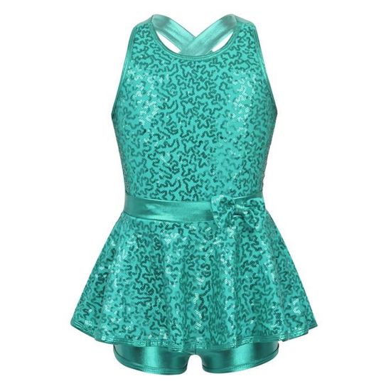 YONGHS Enfant Fille Justaucorps Gymnastique sans Manches Strass