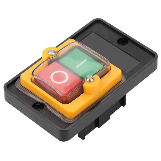 Interrupteur Bouton Poussoir Marche/Arrêt – AC 220V/380V 10A – Étanche – Auto-bloquant ON / Reset OFF – Pour Machines Industrielles
