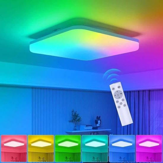 Plafonnier LED 22 Cm 18W - 5 Couleurs Réglables 2700K-6500K | Éclairage Moderne Pour Chambre, Cuisine, Salon