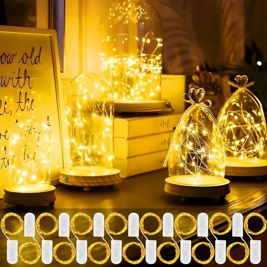 30 Guirlandes Lumineuses LED à Piles - 2m, 20 LEDs, Fil De Cuivre, Étanche, 3 Modes (Clignotant/Scintillement/Fixe) - 2