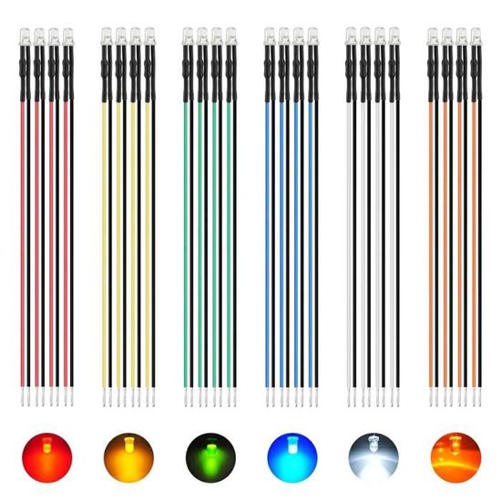 60 Pièces 3Mm Transparente Diode Led 12V Diodes Électroluminescentes ...