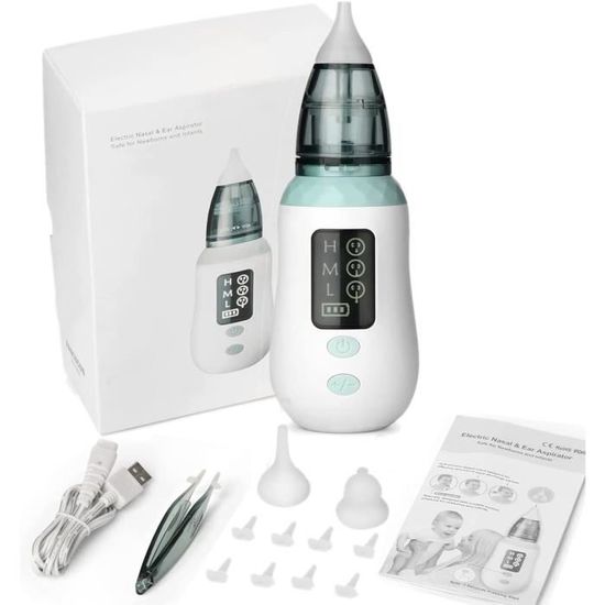 Aspirateur Nasal électrique Pour Bébé - Rechargeable USB-C, 9 Niveaux D'aspiration, 2 Embouts - Silencieux Et Efficace