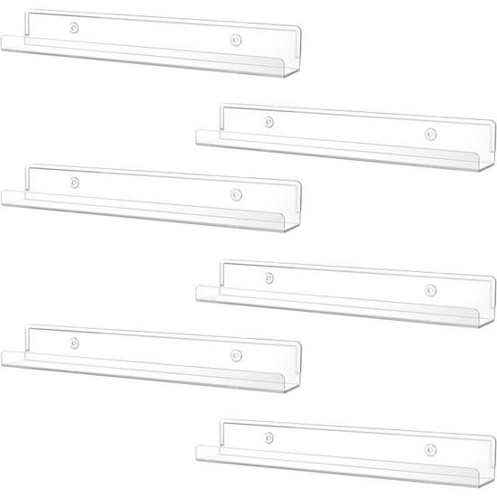 Étagères Flottantes En Acrylique Transparent - Lot De 4 Pour Vinyles, Livres, Déco - 8x30 Cm