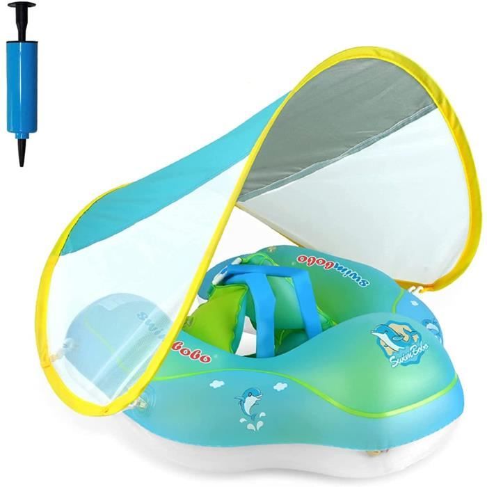 Bouée Piscine Bébé Avec Toit Anti-UV UPF 50+ - Flotteur Sécurisé 3-36 Mois, Apprentissage Natation