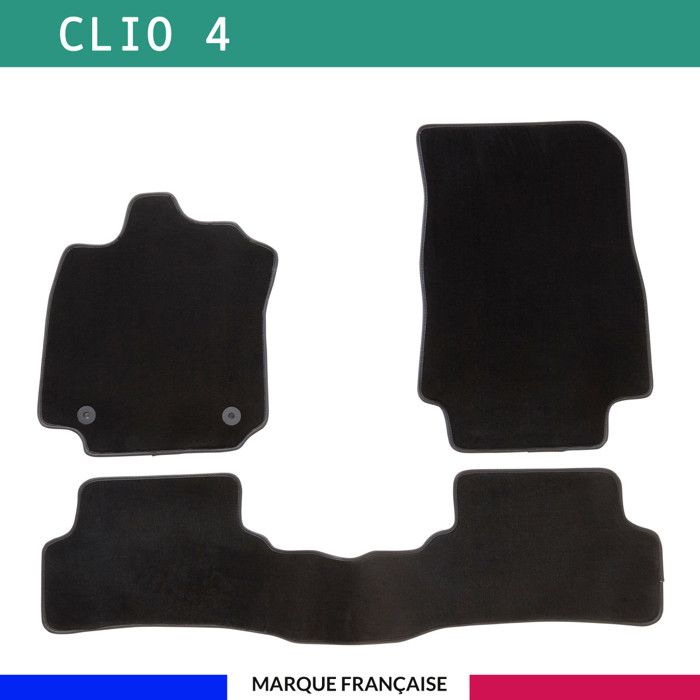 Tapis de voiture - Sur Mesure pour CLIO 4 (2012 - 2019) - 3 pièces - Tapis de sol antidérapant pour automobile