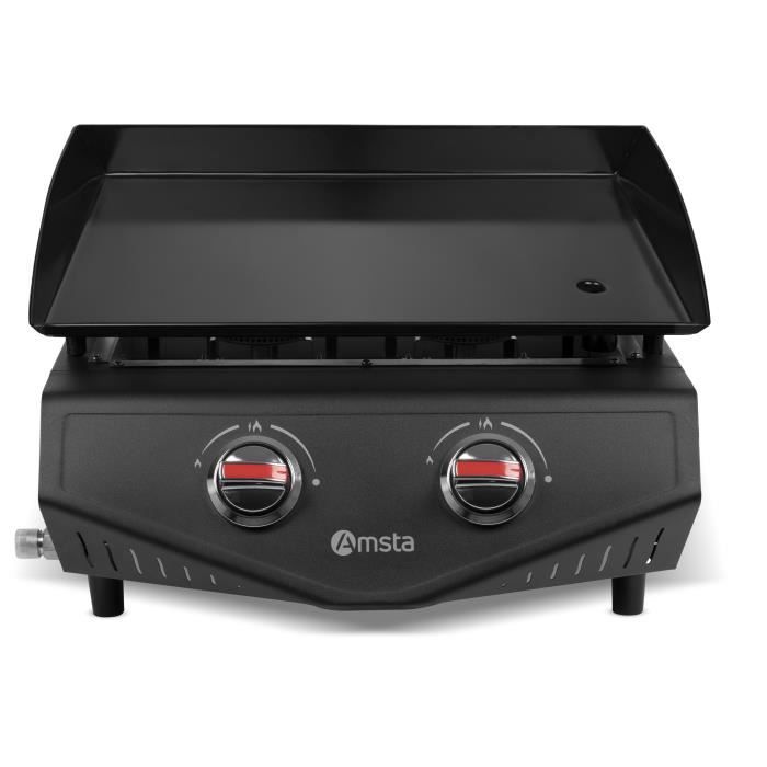 AMSTA - AMGR77784 - Plancha Gaz - 2 Brûleurs - 5000 Watts - Garantie 3 ans