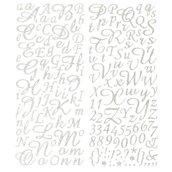 ALPHABET AUTOCOLLANT PAILLETÉ ARGENT Argent