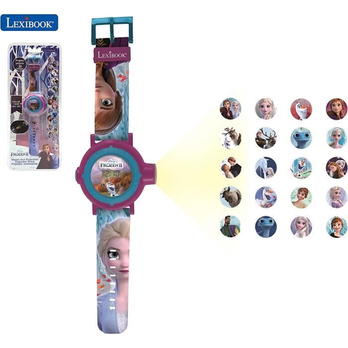 La Reine des Neiges 2 Montre bracelet ajustable écran digital avec 20 projections de Elsa, Anna et Olaf - pour Enfant / Fille - Bleu