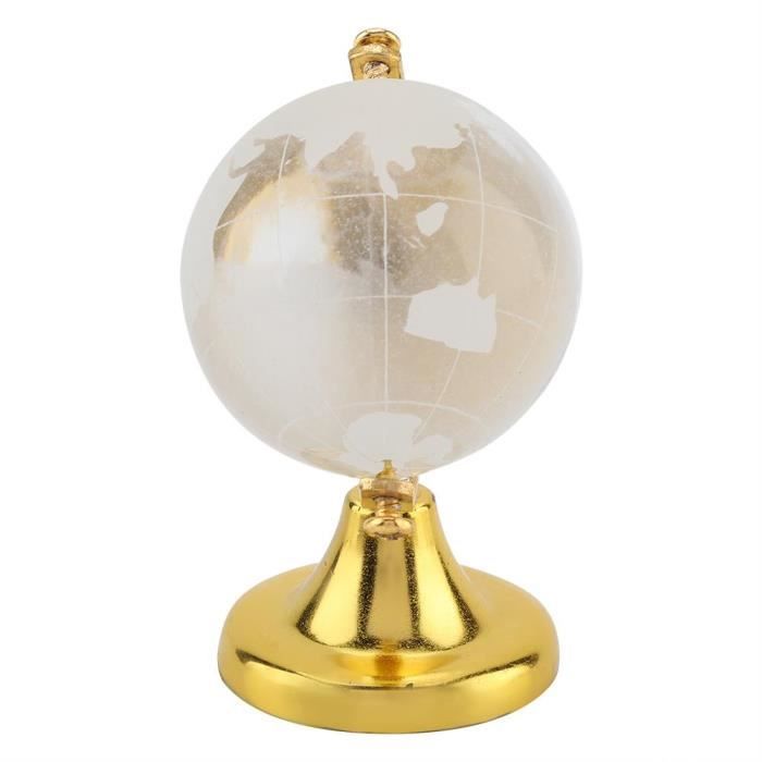 BEL Globe terrestre rond Carte du monde Boule de verre en cristal Sphère Home Decor Decor Gift (Golden)