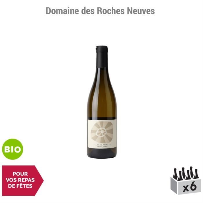 Saumur Le Clos du Moulin Blanc 2015 - Bio - Lot de 6x75cl - Domaine des Roches Neuves - Vin AOC Blanc du Val de Loire - Cépage
