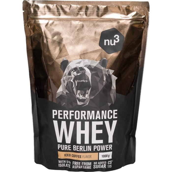 nu3 Whey Protein performance - 1kg Café Glacé – 33 portions de Shake pr de masse musculaire rapide à préparer - Excellente solu311