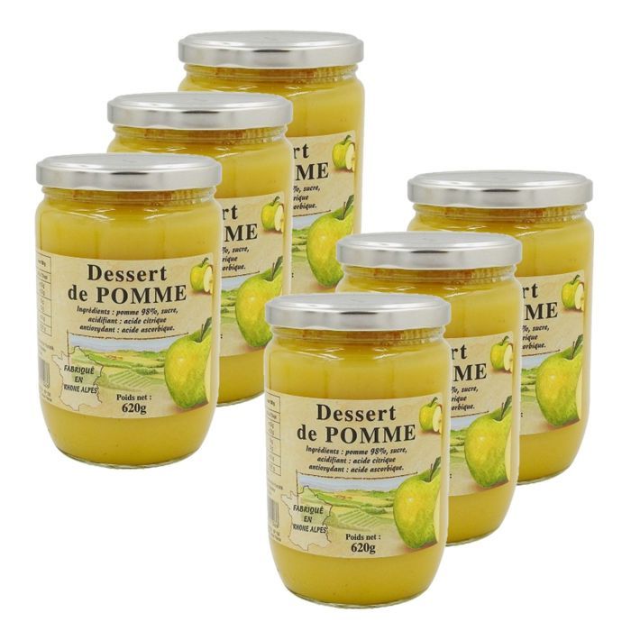 Agidra - Lot 6x Dessert de pomme - compote - Pot 620g
