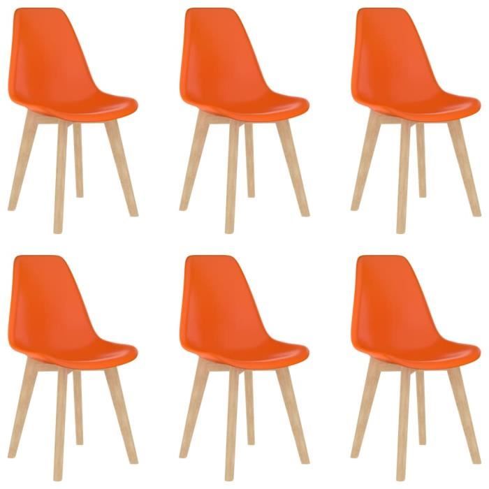 Luxueux Lot de 6 Chaises de salle à manger Design Moderne Ensemble de chaises Chaise de salon Orange Plastique ♫43657