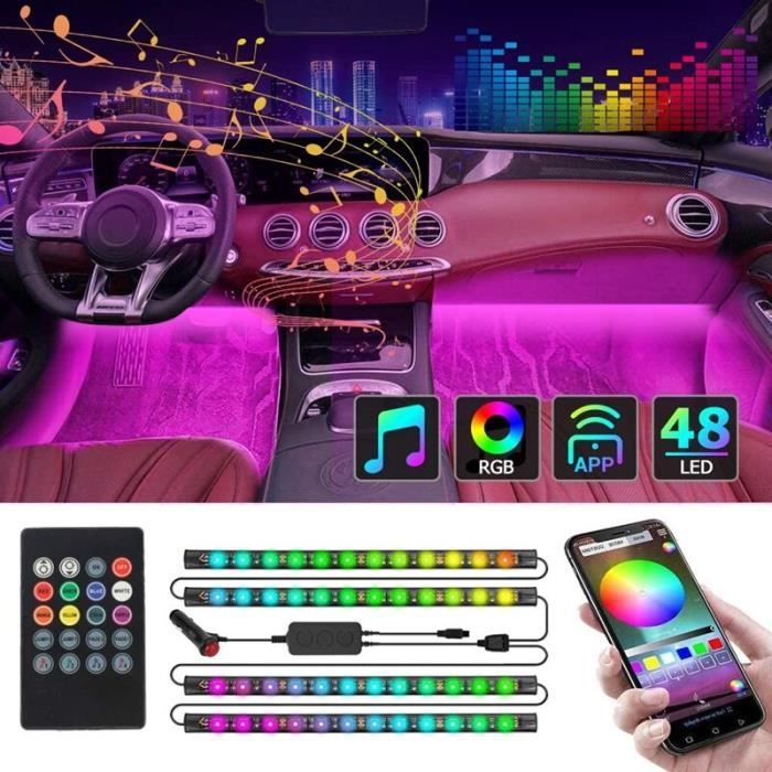 Cigarette 48 LED -Lumières intérieures de voiture 2021 LED, rvb, télécommande avec application, décoration de voiture, atmosphère, M
