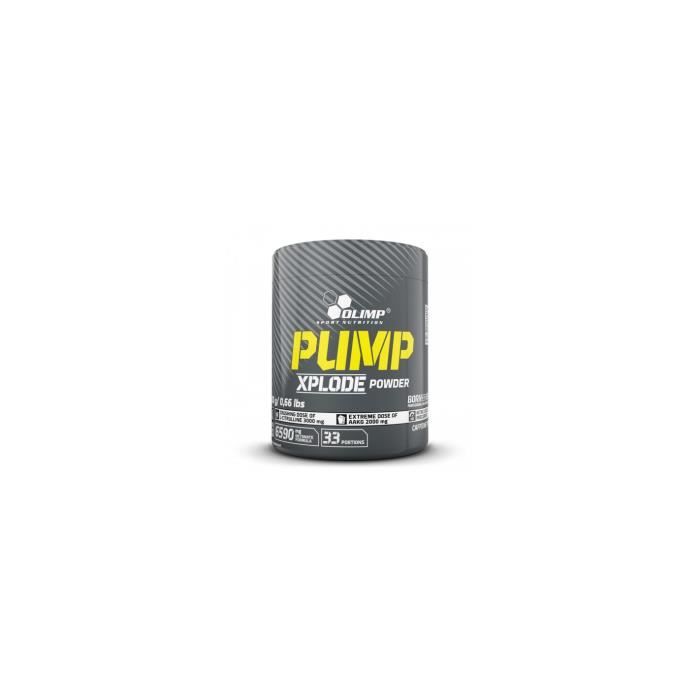 1g de bêta-alanine par prise 2g de arginine sous forme AKG 3g de citrulline par dose Pump Xplode Powder est un pre-workout non