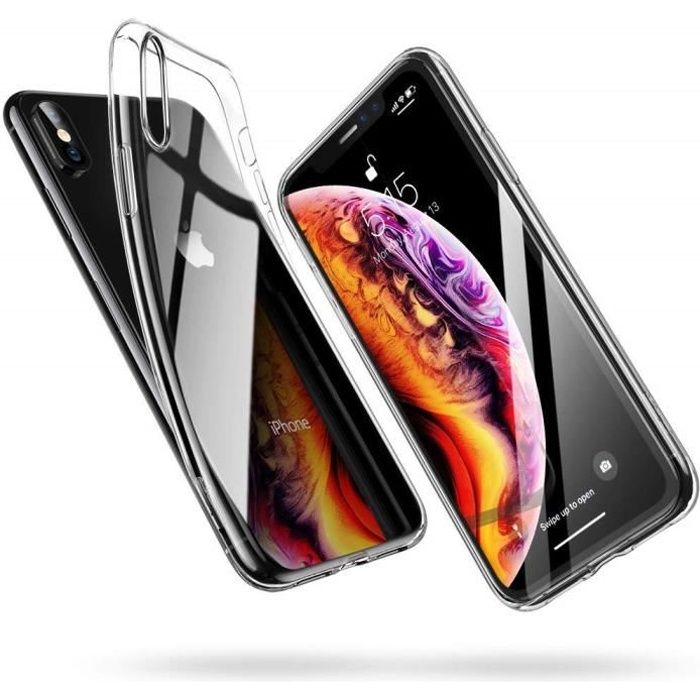 Coque iPhone XS / X, Etui Transparent Gel Silicone TPU Souple, Bumper Housse de Protection pour Apple iPhone XS/X 5,8 pouces