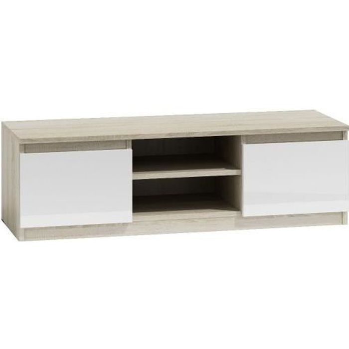 Meuble TV moderne pour salon 120 cm 40 Sonoma-Blanc