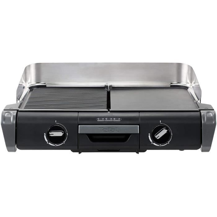 BARBECUE DE TABLE Tefal Barbecue Eacutelectrique Family Flavor 2en1 BBQ de Table Grill Plancha Thermostat Reacuteglable 2 Surfac3