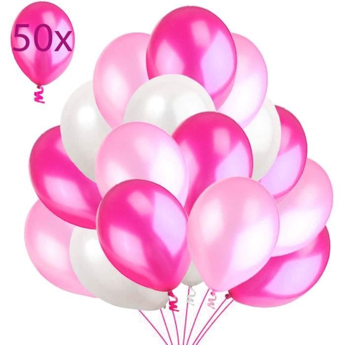 50 Ballons Rose Blanc Fuchsia. Ballons de Baudruche Rose Perlé Nacré. Ballons d’Anniversaire Gonflables 36cm - 3.2 g Décorati 14