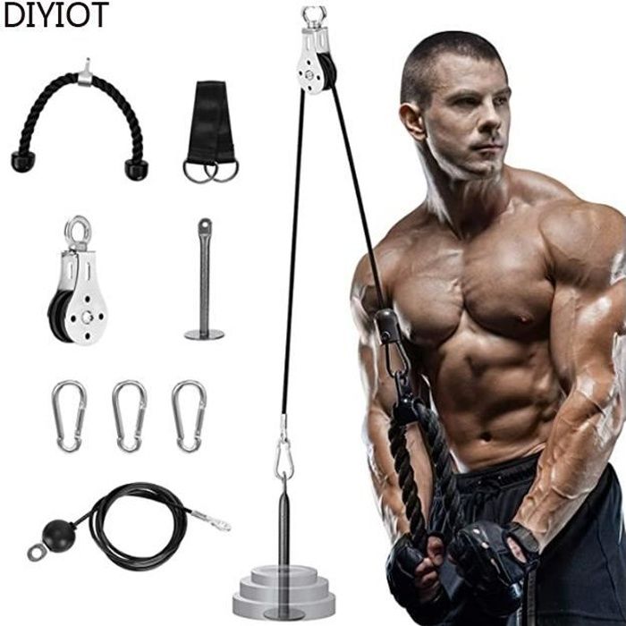 Corde Triceps Musculation Nylon Tricep Rope et Poignées Antidérapantes - Dorsal, Biceps, Triceps, Gym ou Maison - Noir