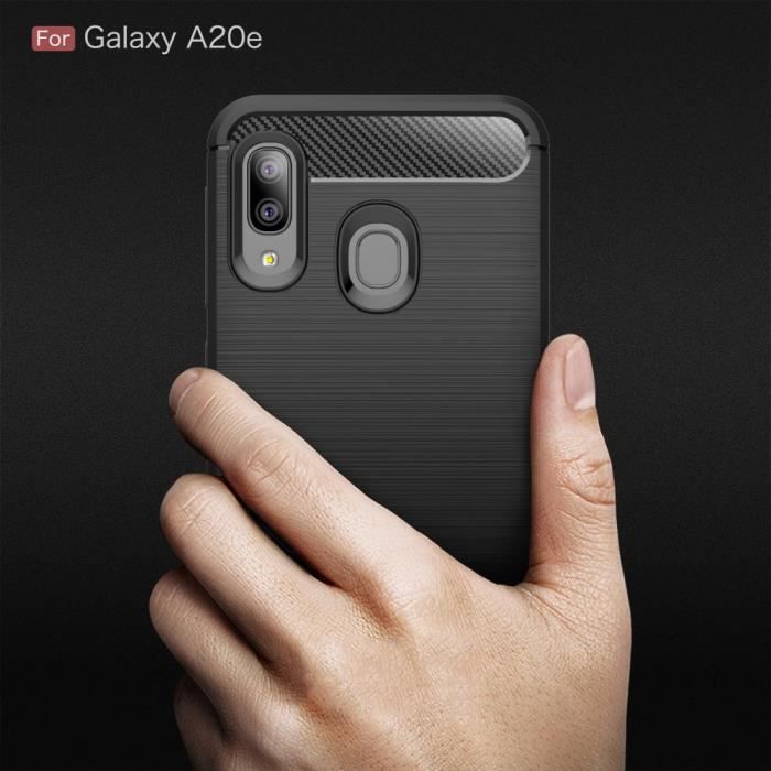 Samsung Galaxy A20e Carbone Noir Coque Housse Etui En Silicone Gel Souple hfs-house®