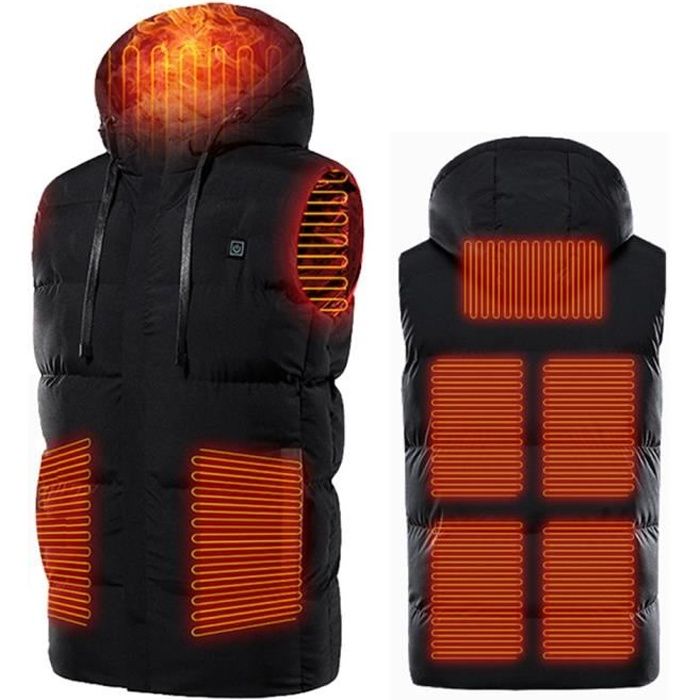 Vest Chauffante Electrique Intelligent Hiver Gilet Batterie Thermique Manteau pour Activités de Plein Air Chasse Randonnée009