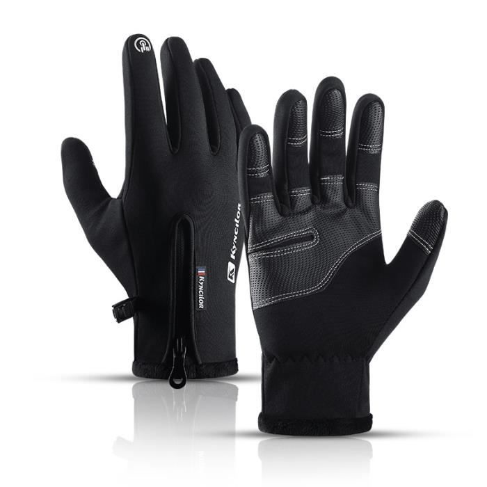 DAMILY® Gants de cyclisme gants d'hiver Avec fonction d'écran tactile-Noir-XL