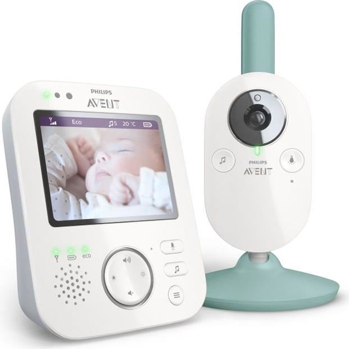 PHILIPS SCD841/26 Ecoute-bébé video - Ecran HD 3,5 pouces - Connexion privée et sécurisée - Portée jusqu'à 300m - 10h d'autonomie