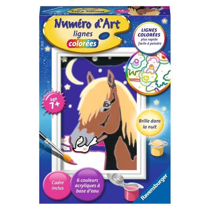 Numéro d'art - mini format - Cheval de nuit - Ravensburger - Kit complet de Peinture au numéro - Dès 7 ans