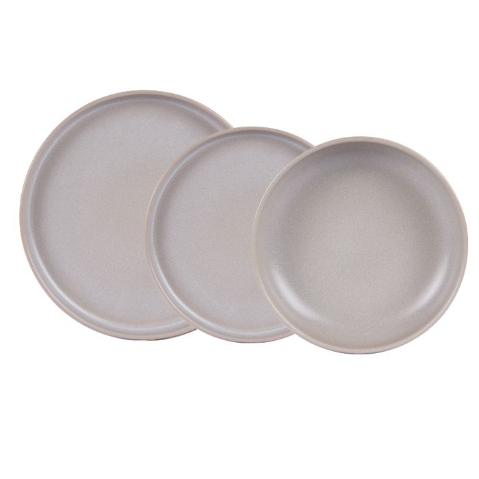 Service d'assiettes Uno gris réactif 18 pièces - Table Passion Gris