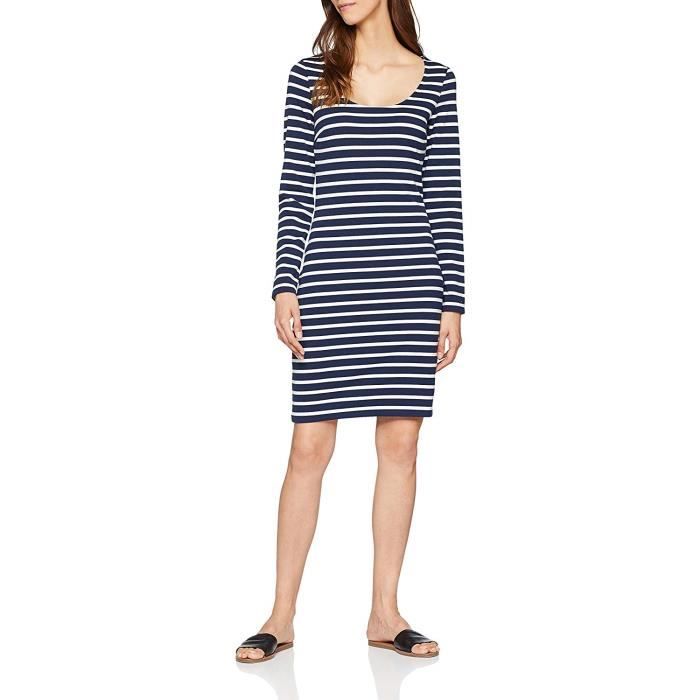 Tommy Jeans Femme BODYCON LONGSLEEVE DRESS Robe Manches Longues Moulante Multicolore (Black Iris / Bright White 902) Medium - DW0DW