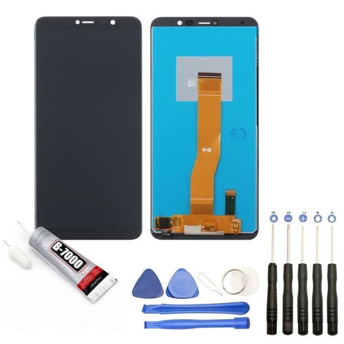 Visiodirect® Ecran complet: Vitre tactile + Ecran LCD compatible avec Wiko Y80 taille 5.5- Bleu + Kit outils + Colle B7000 Offerte