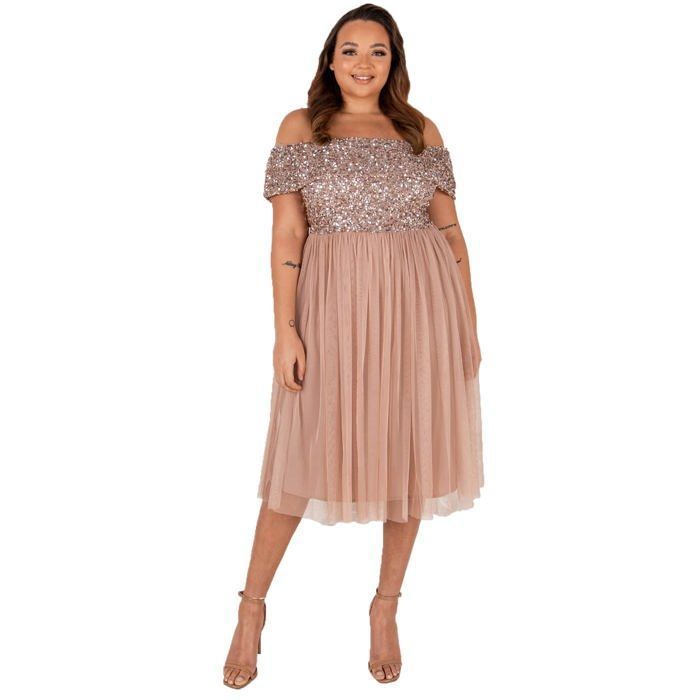 Halter Neck Robe Maya Blush Taupe Maya Deluxe Sequin Dress Maya