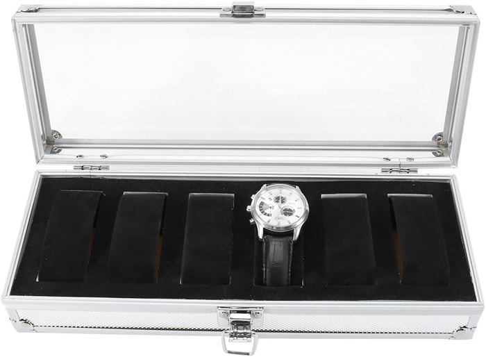 Boîte De Rangement De Montre Rectangulaire En Aluminium, 6/12 Fentes De
