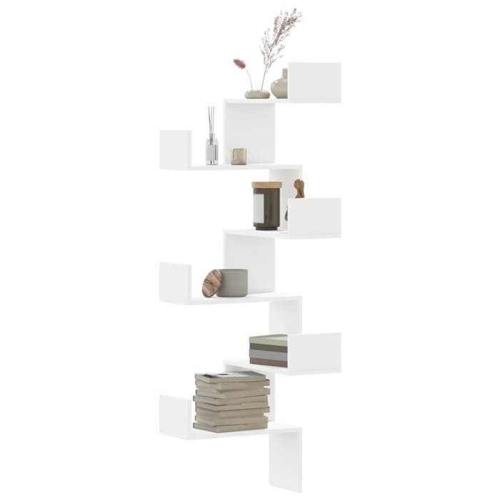Étagère D'Angle Murale En Bois - 140cm De Haut, Chêne Sonoma, Charge Max 60kg