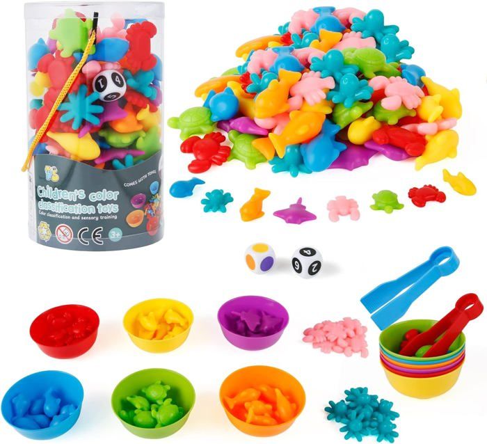 Jouet Montessori Dinosaure 48 Pièces - Jeu De Tri Et Comptage 2-5 Ans
