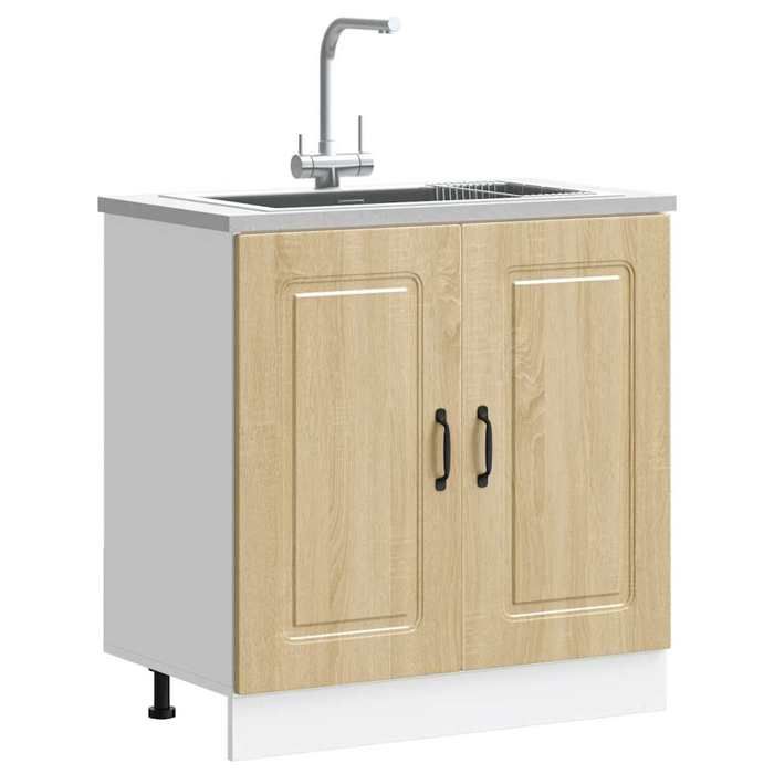 vidaXL Meuble bas pour évier Kalmar chêne sonoma bois ingénierie meuble bas de cuisine meuble bas de cuisine avec porte 853450