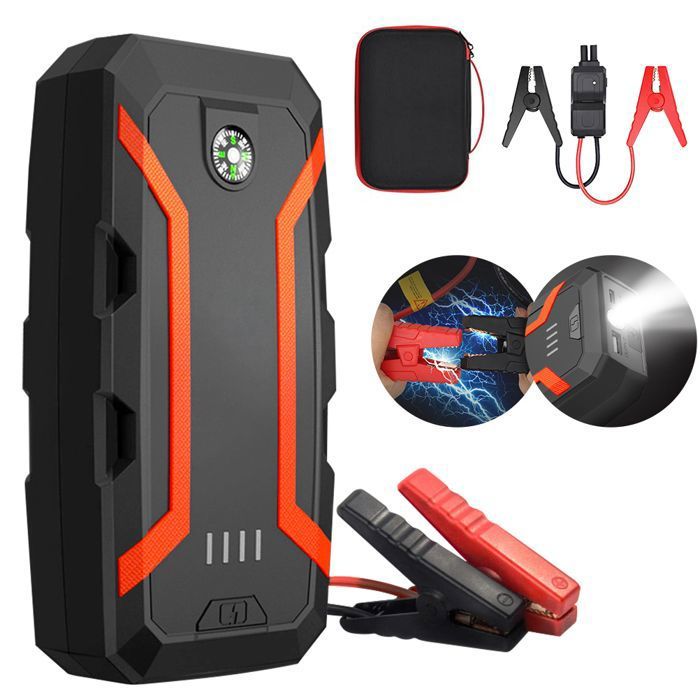 Booster Batterie Voiture 1800A 12V Avec Gonfleur - Démarreur Portable Puissance Jusqu'à 6.0L Essence