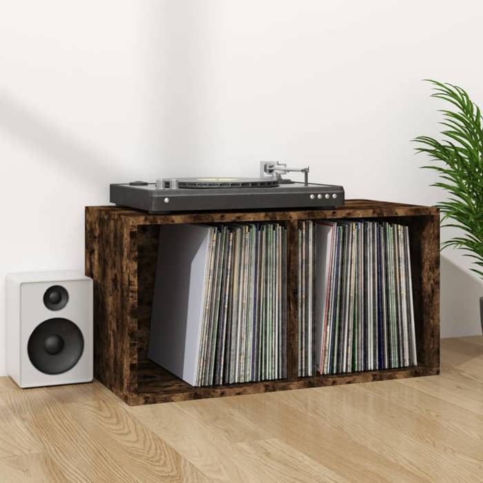 Lemon Bibliothèque/Meuble de bureau - UU - Boîte de rangement à disques vinyle Chêne fumé 71x34x36 cm Bois CCL99100272