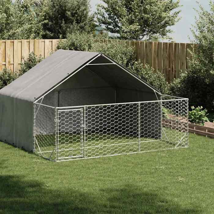 Comparer les prix de vidaXL Niche dextérieur pour chien enclos 3x3x19 m acier galvanisé cage de chien dextérieur grande cage de chien niche