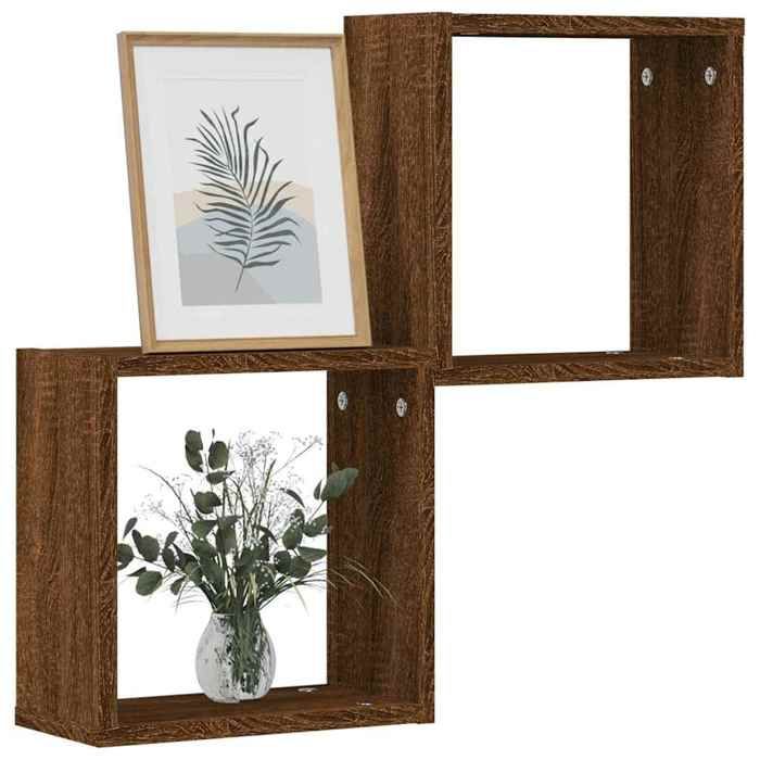 vidaXL Étagères murales sous forme cube 2 pcs chêne marron 30x15x30cm 815885